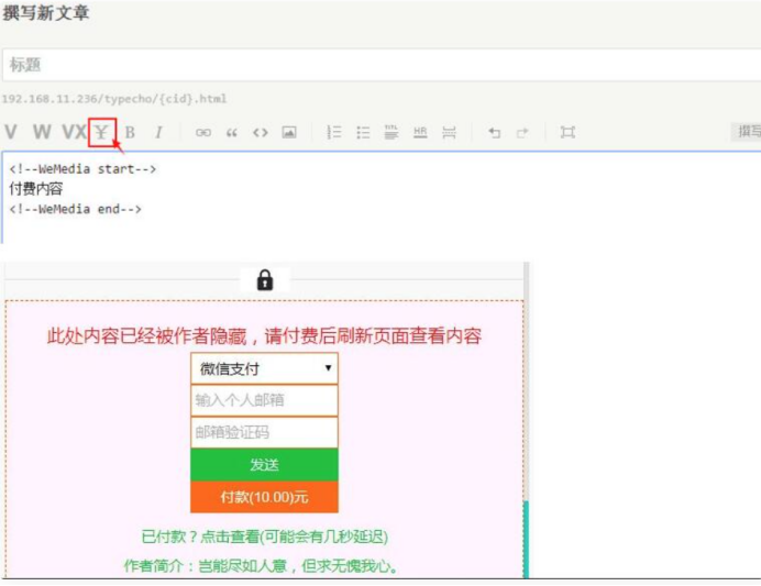 typecho插件文章免登陆付费阅读插件付费阅读自媒体插件源码